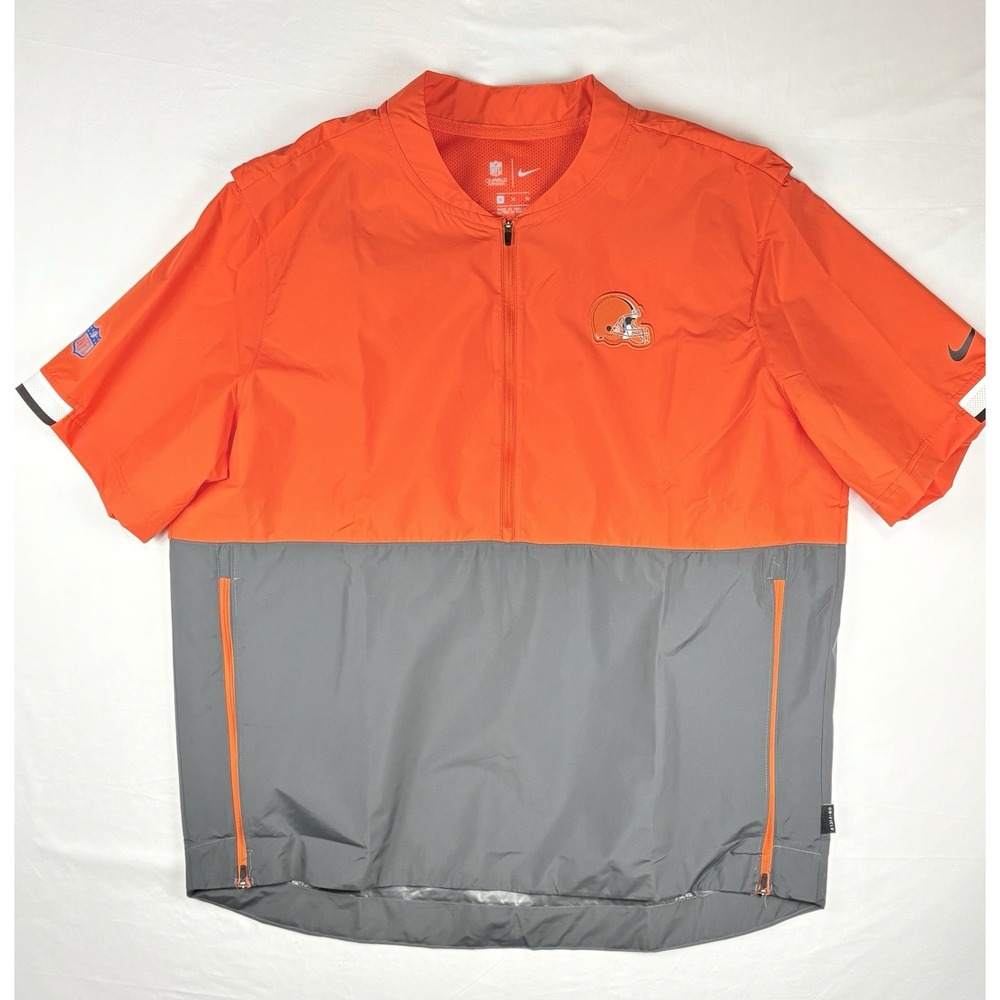 Nike NFL On Field Apparel Cleveland Browns Mens XL 1/2-Zip Short Sleeve